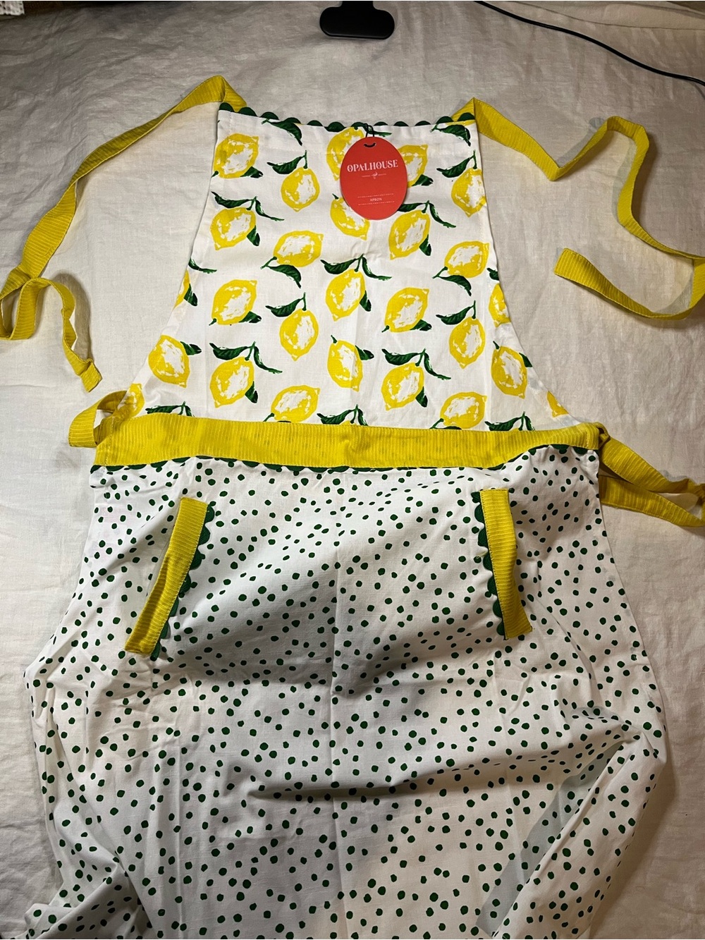 Opalhouse Lemon Print One-Piece with Yellow Trim Apron